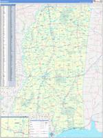 Mississippi Wall Map Zip Code