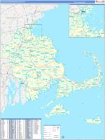 Massachusetts South Eastern Wall Map