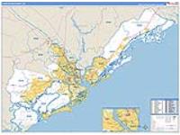 Charleston, Sc Carrier Route Wall Map