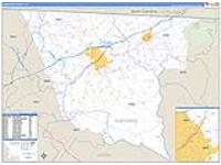 Cherokee, Sc Carrier Route Wall Map