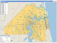 Duval, Fl Carrier Route Wall Map