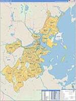 Suffolk, Ma Carrier Route Wall Map