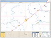 Texas, Ok Carrier Route Wall Map