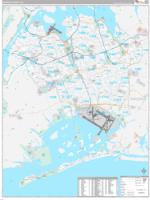 Queens County, NY Zip Code Wall Map Red Line Style by MarketMAPS - MapSales