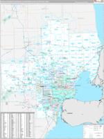 Detroit-Warren-Dearborn, MI Metro Area Zip Code Wall Map Basic Style by ...