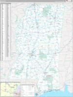 Mississippi Wall Map Zip Code