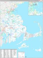 Massachusetts South Eastern Wall Map
