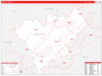 Anderson County, TN Zip Code Wall Map Basic Style by MarketMAPS - MapSales