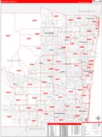 Broward County FL Zip Code Wall Map Basic Style By MarketMAPS MapSales