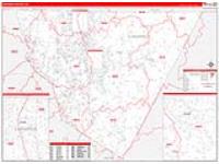 Cabarrus, Nc Carrier Route Wall Map