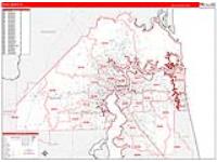 Duval, Fl Carrier Route Wall Map