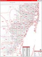 Miami Dade, Fl Carrier Route Wall Map