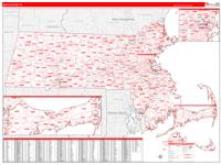 Massachusetts Wall Map Zip Code