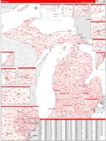 Michigan Wall Map Zip Code
