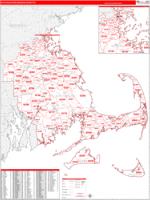 Massachusetts South Eastern Wall Map