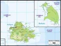 Antigua/Barbuda Physical Wall Map