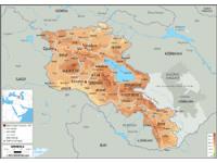 Armenia Physical Wall Map