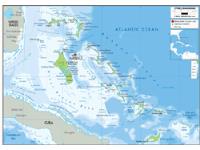 Bahamas Physical Wall Map