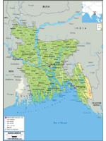 Bangladesh Physical Wall Map