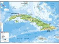 Cuba Physical Wall Map