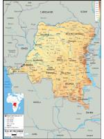 Democratic Republic of Congo Physical Wall Map