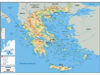 Greece Physical Wall Map