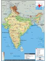 India Physical Wall Map