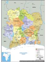 Ivory Coast Political Wall Map