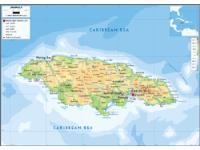 Jamaica Physical Wall Map