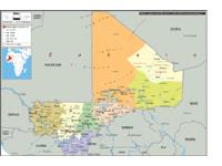 Mali Physical Wall Map