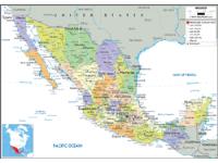 Mexico Political Wall Map