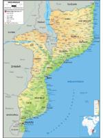 Mozambique Physical Wall Map