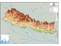 Nepal Physical Wall Map