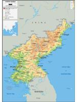 North Korea Physical Wall Map