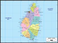 St. Lucia Political Wall Map