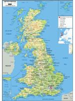 United Kingdom Physical Wall Map