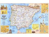 Travelers Spain And Portugal 1984 Wall Map