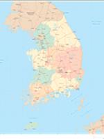 South Korea Wall Map