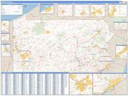 Pennsylvania Wall Map Zip Code Basic Style 2009