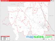 Autauga County Wall Map Zip Code Red Line Style 2009