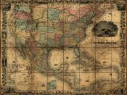 1857 United States Antique Wall Map