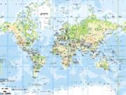 Europe Centered World Physical Map