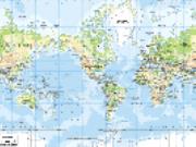 Americas Centered World Physical Map