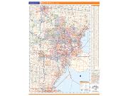 Detroit MI Vicinity Wall Map