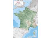 France Physical Wall Map