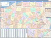 Pennsylvania Wall Map Color Cast Style 2009