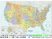 Classic USA Wall Map with Flags