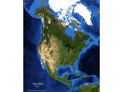North America Topography and Bathymetry Wall Map