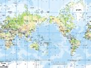 Pacific Centered World Physical Map