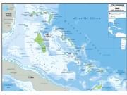 Bahamas Physical Wall Map